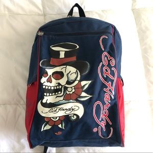 Vintage Ed Hardy Skull Skully Backpack - 4 Zippers